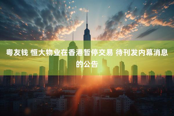 粤友钱 恒大物业在香港暂停交易 待刊发内幕消息的公告